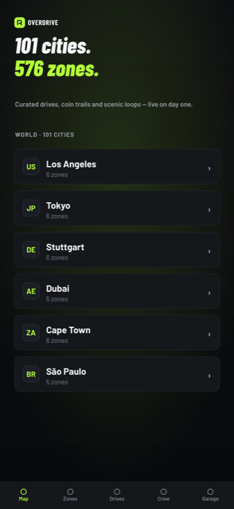 City list โ 101 cities, 576 zones